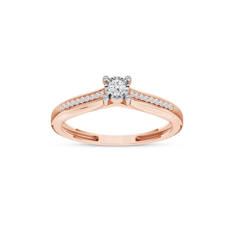 1/10ct TDW Solitaire Diamond Ring in 10K Rose Gold for Women - Rose Gold