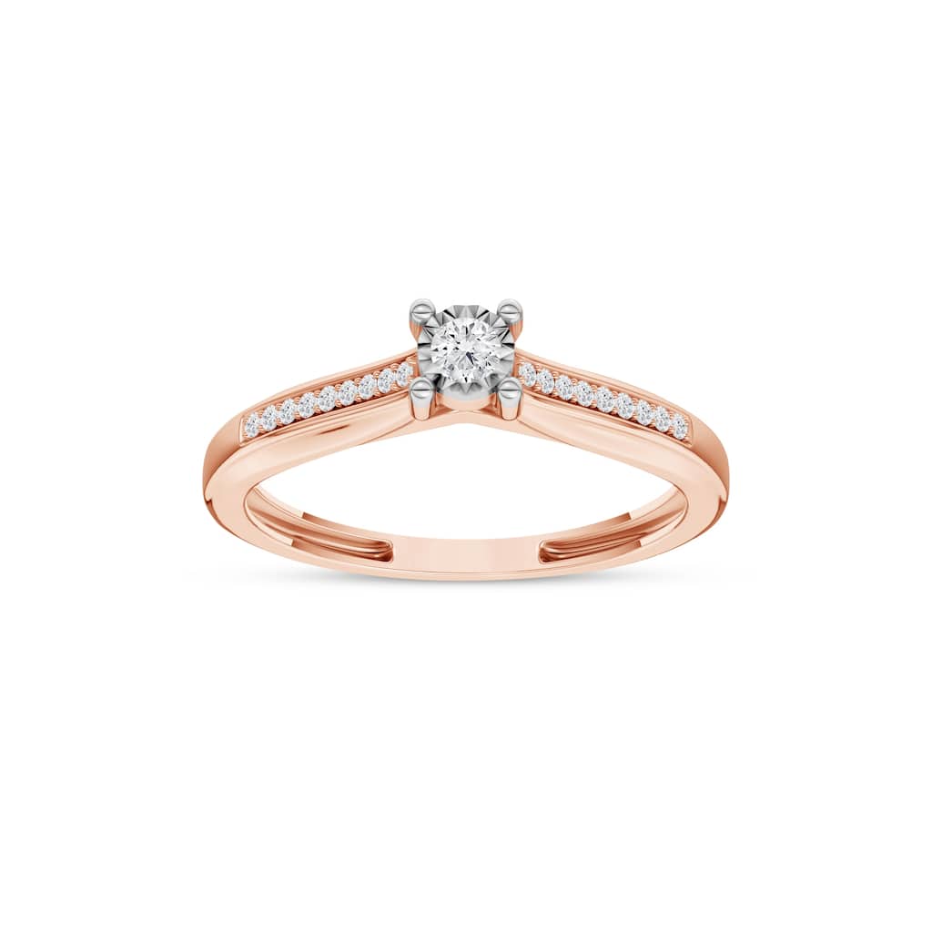 1/10ct TDW Solitaire Diamond Ring in 10K Rose Gold for Women - Rose Gold