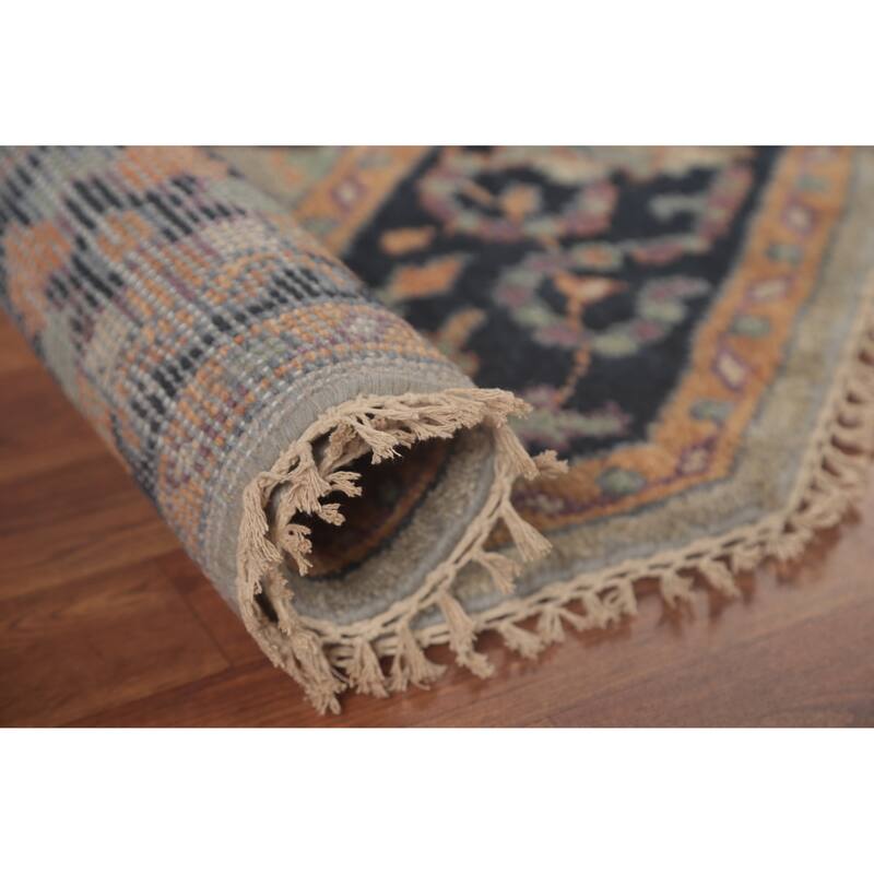 Light Blue Heriz Serapi Octagon Area Rug Wool Carpet - 5'11"x 5'11"