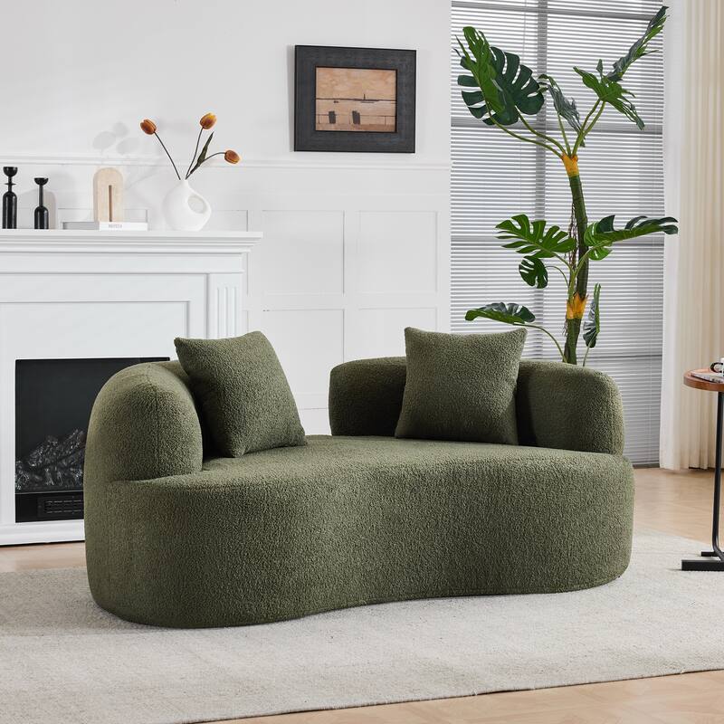 Curved Loveseat Full Compression Sponge Sofa,for Small Spaces & Apartments