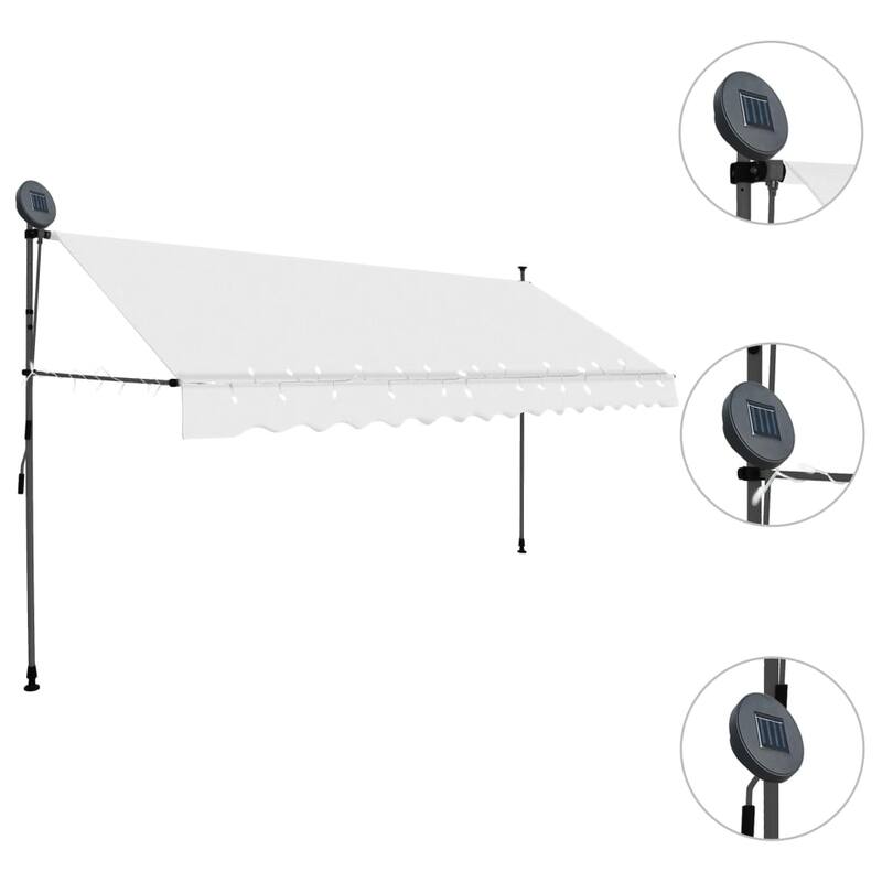vidaXL Retractable Awning with Hand Crank and LED Sunshade Shelter for Outdoor