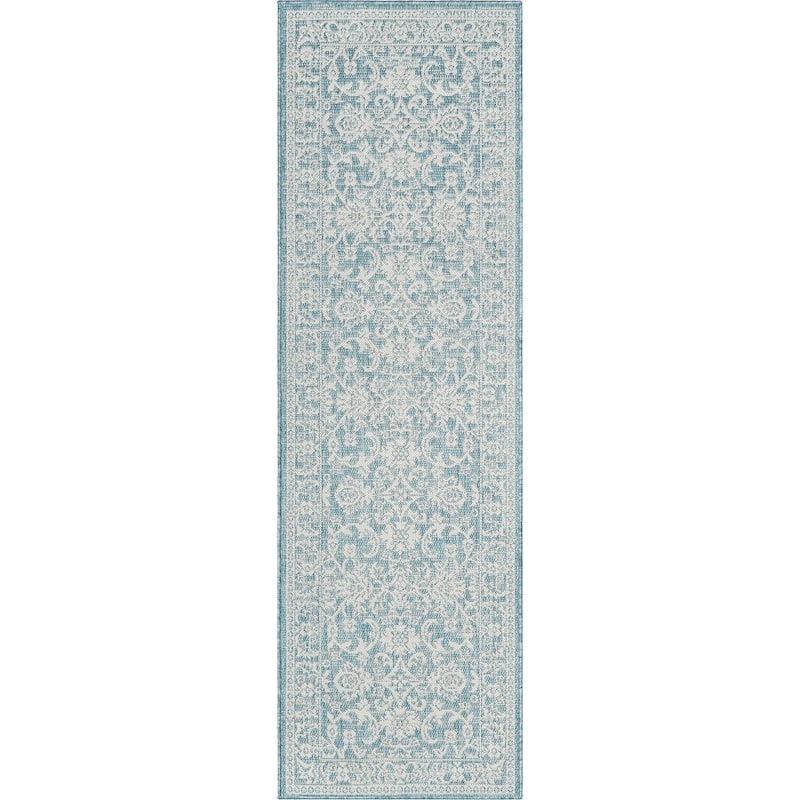 Well Woven Lia Delphi Persian Oriental Indoor Outdoor Area Rug - Blue - 2'3" x 7'3" Runner