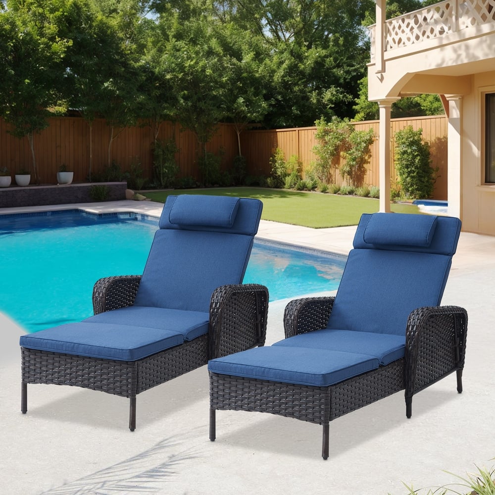 Outdoor 2 Peice Rattan Lounge Chaise