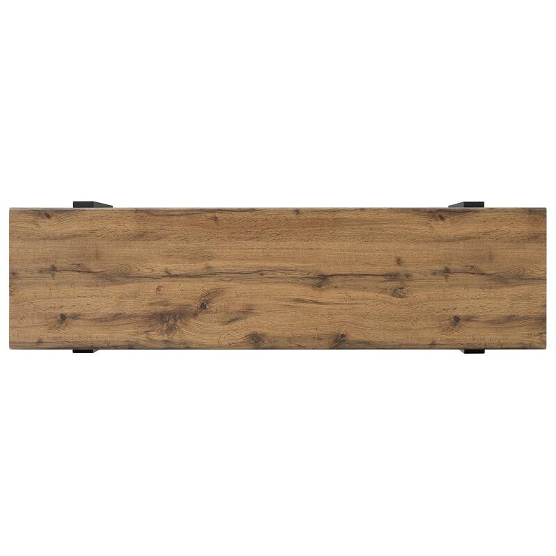 Roomfitters 59" Wood Bench, Modern Farmhouse Entryway Bench with Metal Legs, Bedroom End Seating, Kitchen Dining Bench