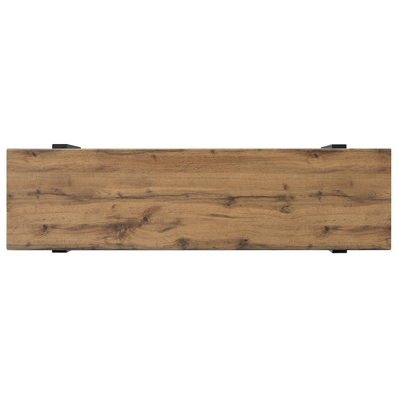 Sleek Modern Unupholstered Bench with Heavy-Duty Metal Legs by Harper&Bright Designs