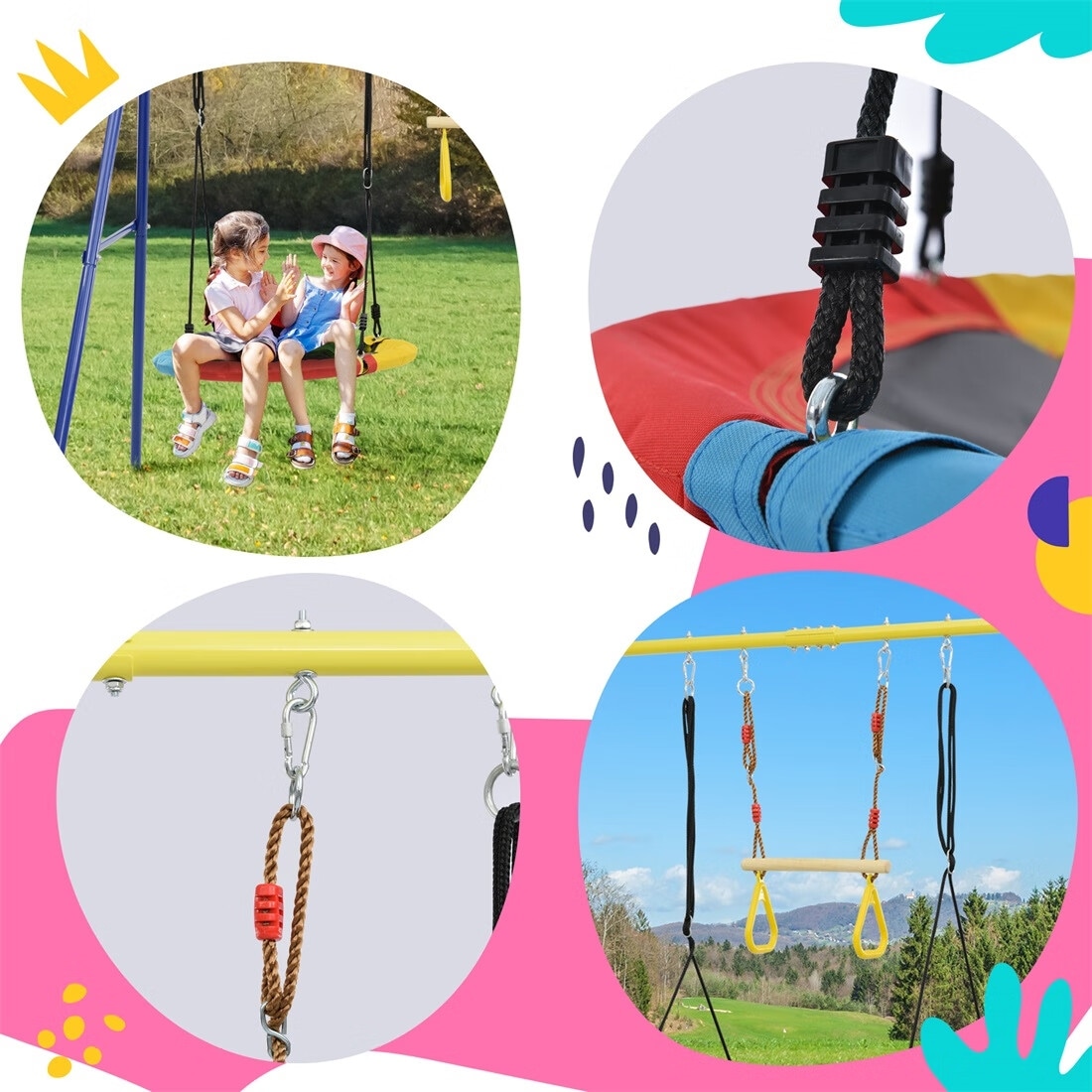 Merax Outdoor Toddler Saucer Swing Set - Blue - Bed Bath & Beyond