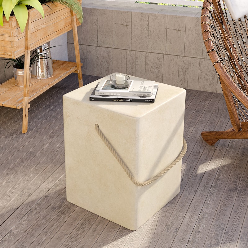 VENTOPYR Outdoor Patio 15" Rectangular Accent Table w Hemp Rope for Garden - 1pc - Light Yellow