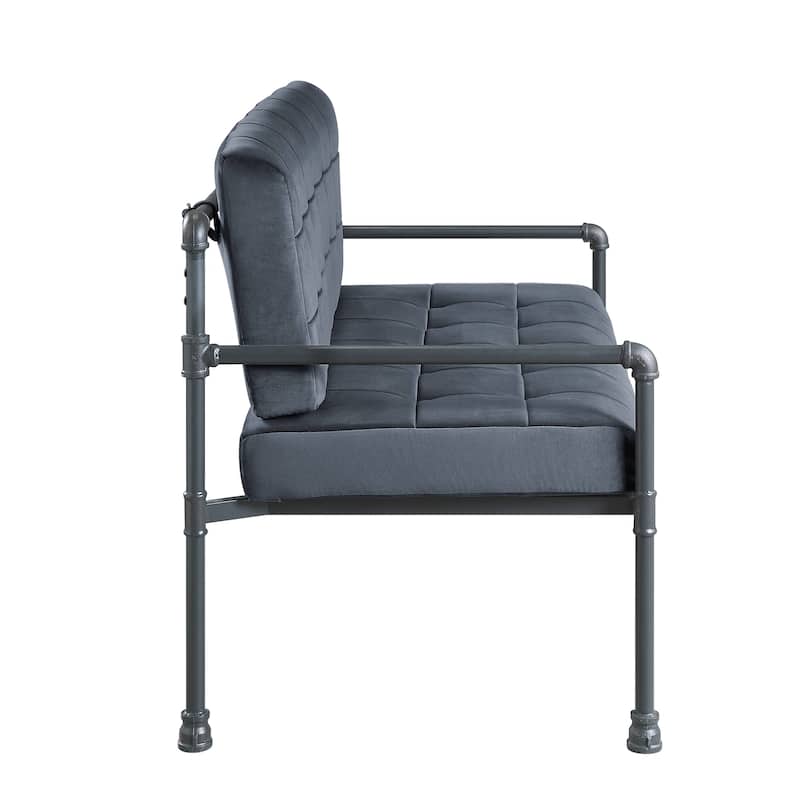 Gray Velvet & Sandy Gray Finish Loveseat