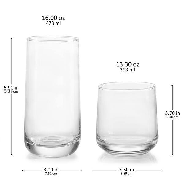 Libbey Ascent 16-Piece Tumbler and Rocks Glass Set - Set of 16