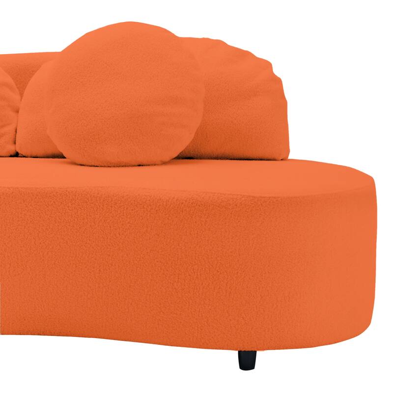 103.5" Lamb Velvet Armless Sofa with 6 Pillows and Floating Design