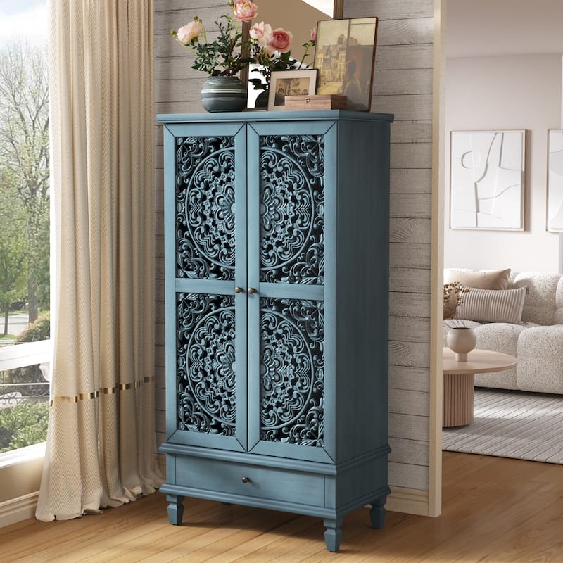 Rustic 55'' Tall Storage Cabinet with Drawer