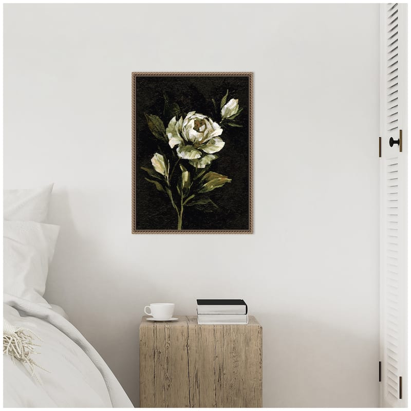 Kate and Laurel Sylvie Moody Floral 2 Framed Canvas by Annie Quigley