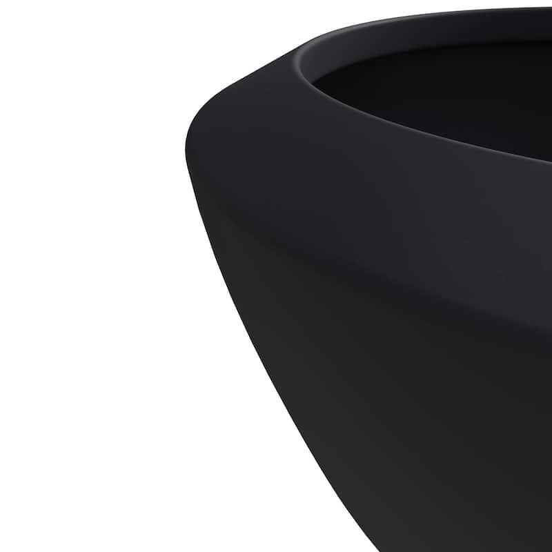 Modern Vessel Round Fiberstone and MGO Planter Pot with Drainage Holes Handcrafted Durable Indoor Outdoor Pot