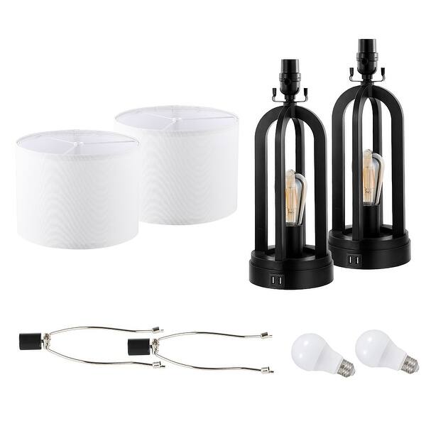 AuraBasic Black Touch Control Table Lamp Set Of 2, Dimmable Metal Bedside Lamps With Indtrial Cage Nightlight, 27" Farmhoe Nightstand Lamps For Bedroom, Rtic Side Tab 1 thumbnail image