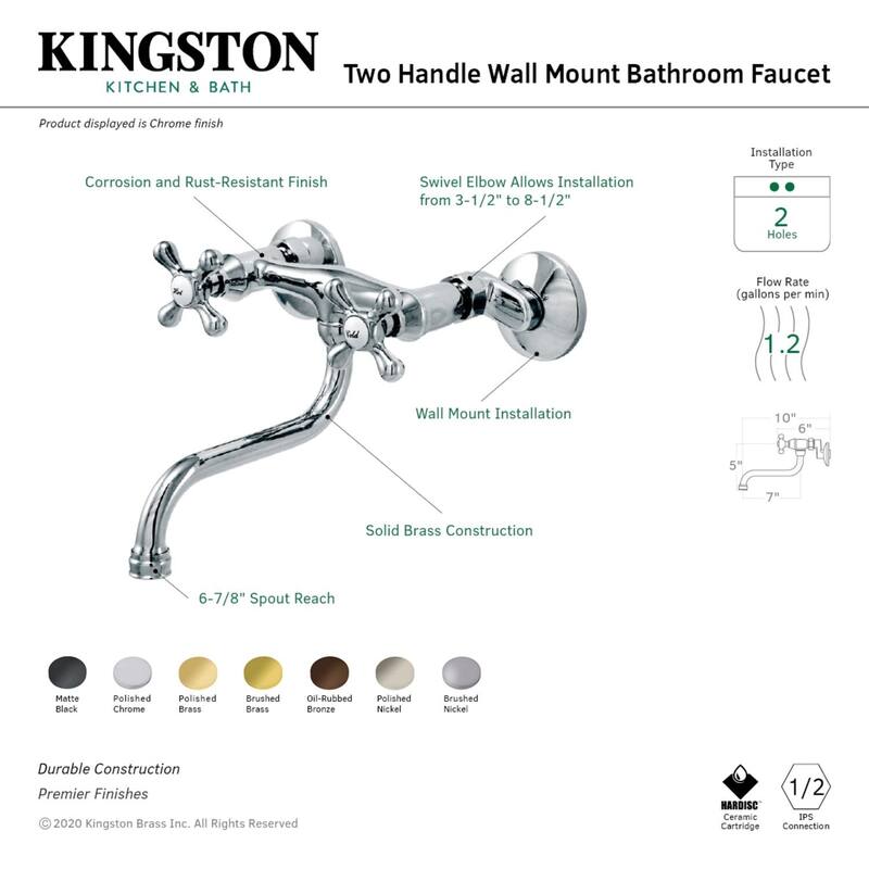 Kingston Two-Handle 2-Hole Wall Mount Bathroom Faucet