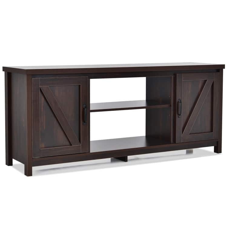 59 Inches TV Stand Media Console Center with Storage Cabinet - 59" x 16" x 25" (L x W x H) - Coffee