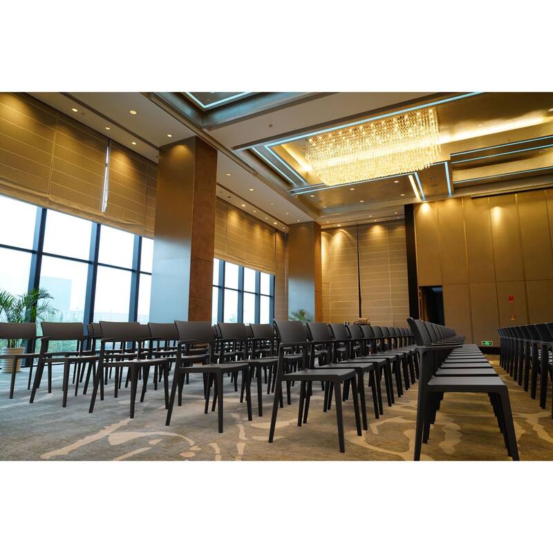 33.5" Black Solid Patio Arm Chair