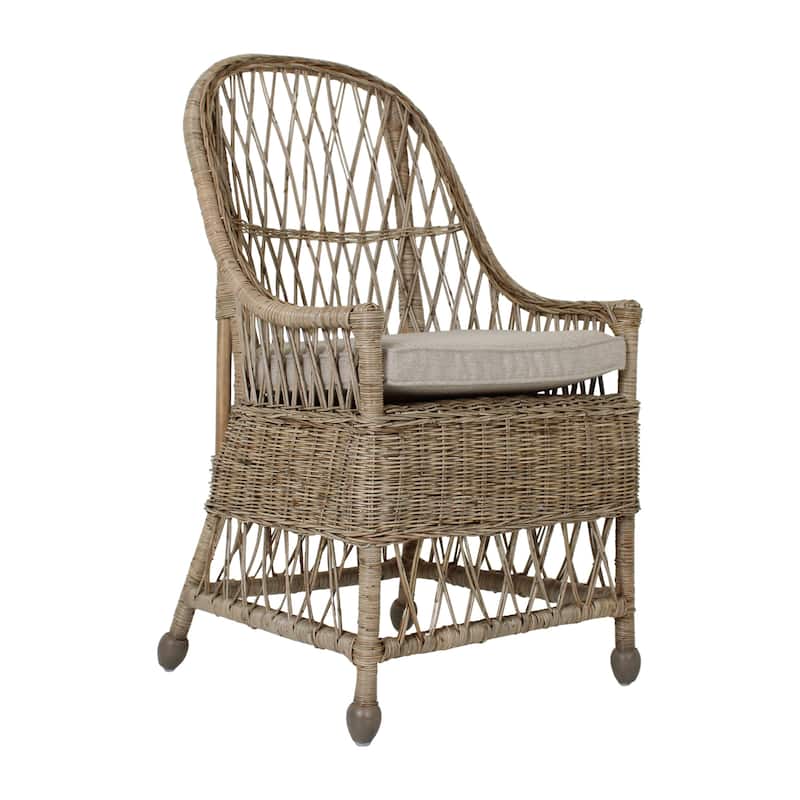 Bayside Curvilinear Rattan Cushioned Dining Chair by East at Main - 22x23"x39"