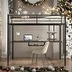 preview thumbnail 2 of 10, Modern Full Size Loft Bed With Desk And Shelf,Space Saving Design Guard Rails&Double Ladder
