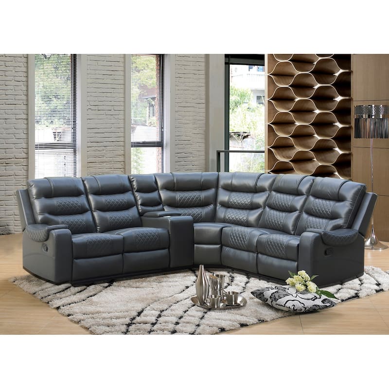 Mirabell 5-piece Faux Leather Reclining Sectional with console - Grey