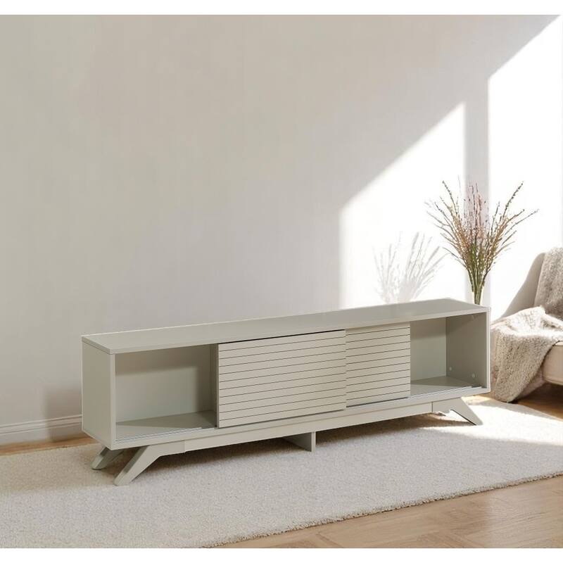 Lucina Modern TV Stand with 2 Sliding Door Cabinet 2 Shelves, Living Room Entertainment Center