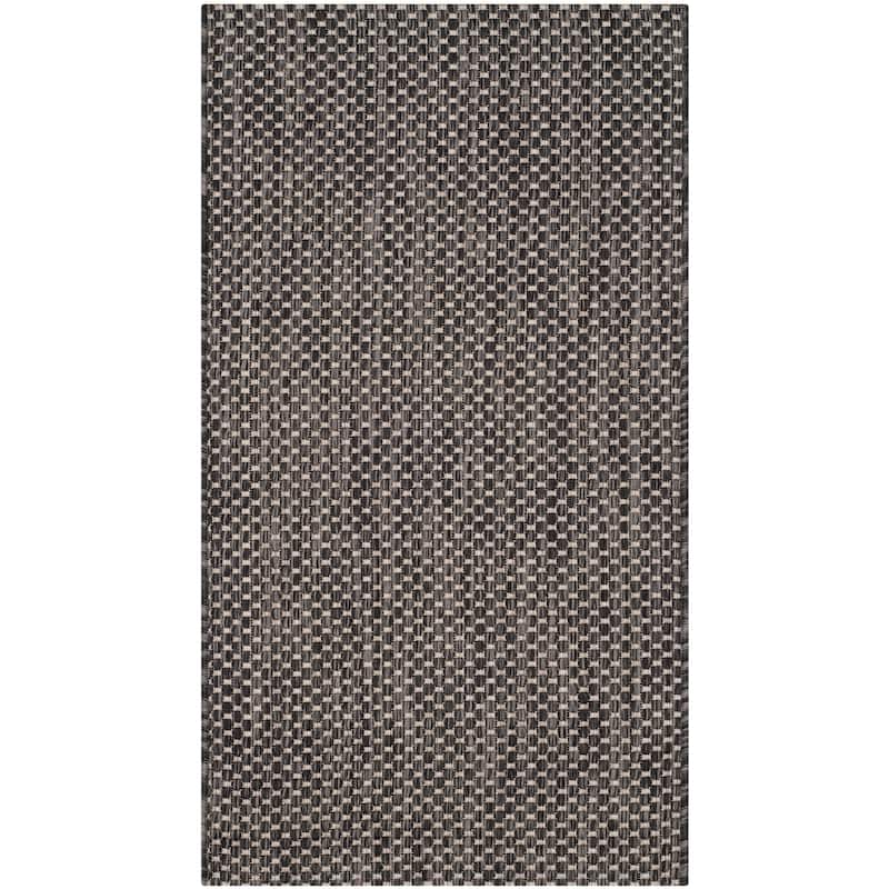 SAFAVIEH Courtyard Jonell Indoor/ Outdoor Patio Backyard Rug - 2'3" x 5' - Black/Beige