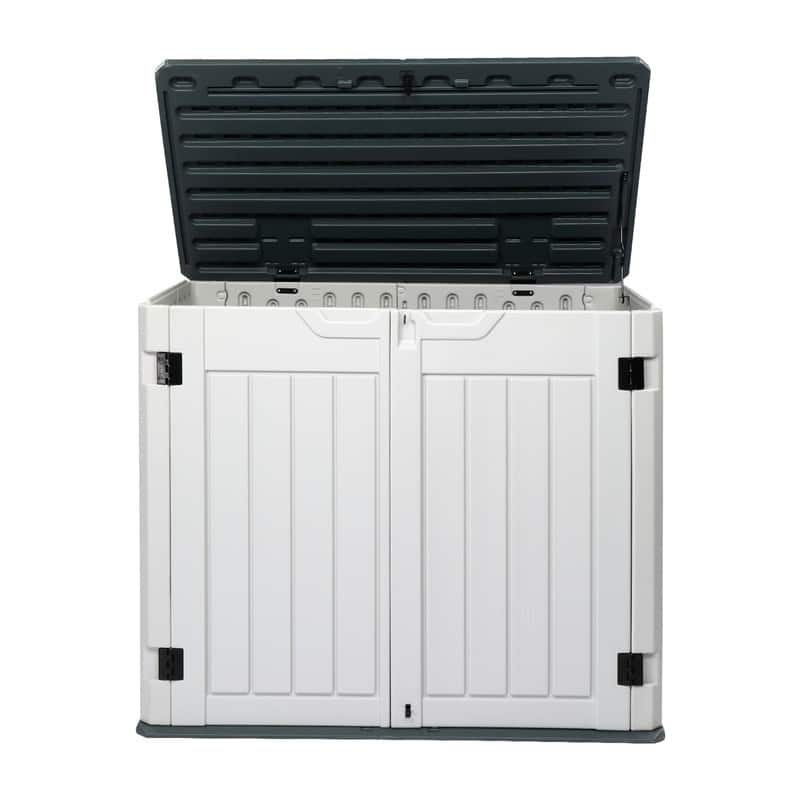 Gray White HDPE Water-Resistant Outdoor Deck Box