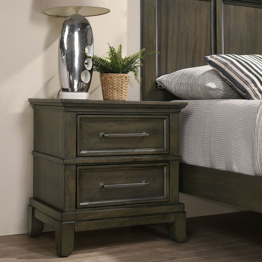 Evva Traditional Grey 2-Drawer Night Stand by Furniture of America