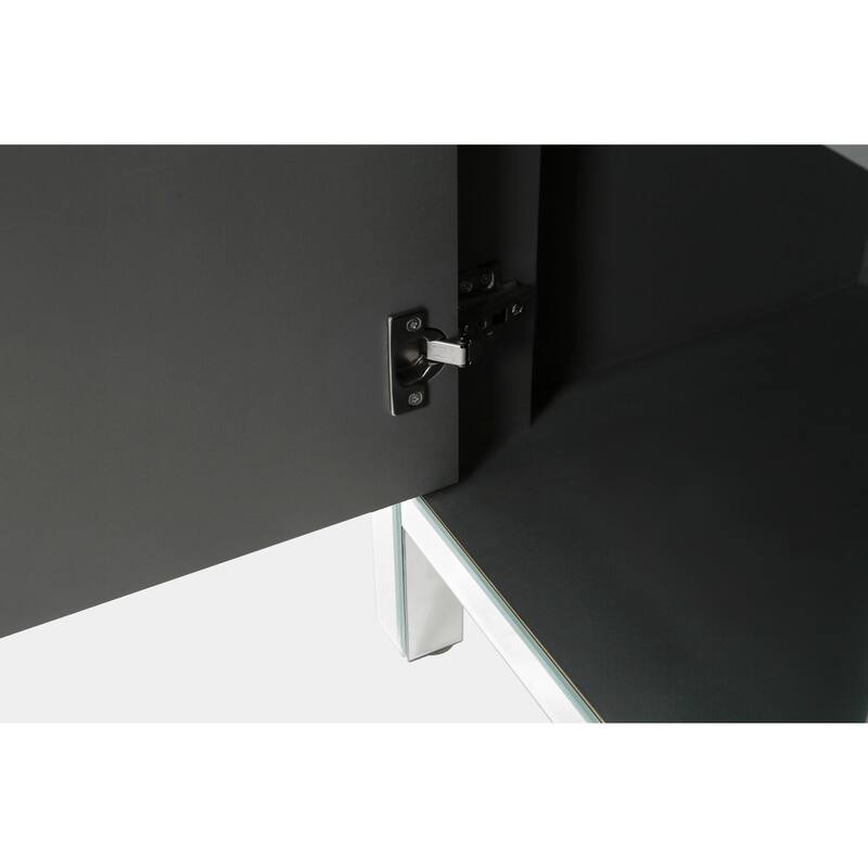 GDFStudio - DiamondLuxe Glam Mirrored Storage Cabinet with Crystal Handles