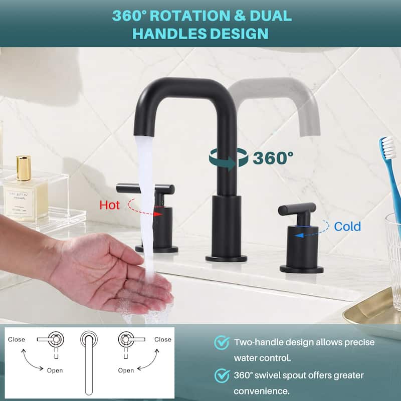 WOWOW 8-inch Dual Handle Widespread Bathroom Faucet
