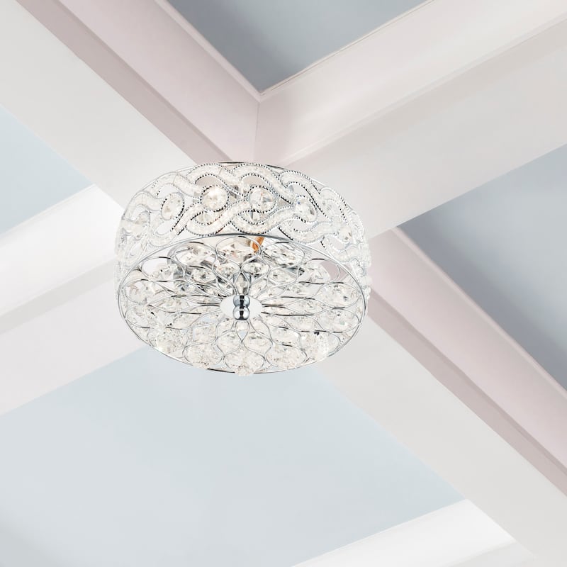 River of Goods Olivia Braided Metal and Crystal 11.5-inch Semi-Flush Mount Ceiling Light - 11.5" x 11.5" x 6.375"
