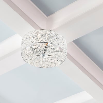 River of Goods Olivia Braided Metal and Crystal 11.5-inch Semi-Flush Mount Ceiling Light - 11.5" x 11.5" x 6.375"