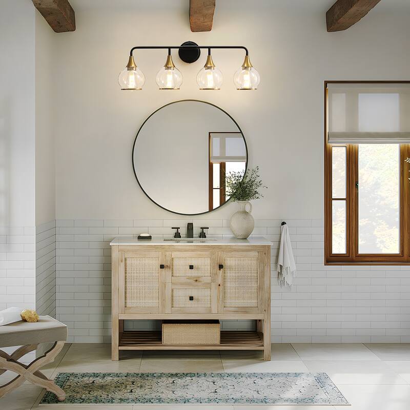 Modern Vanity Lights Dimmable Bathroom Light Fixtures with Glass Shade