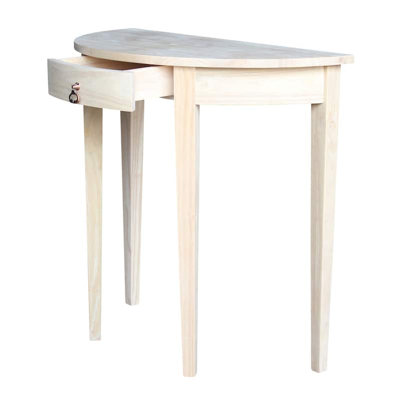Demilune Unfinished Solid Parawood Table - Unfinished - Wood