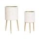 preview thumbnail 2 of 2, 2-Piece Boho Metal Planter Pot With 3-Leg Gold Metal Base - White & Gold - 20"H x 10.5"W / 15.75"H x 8.5"W