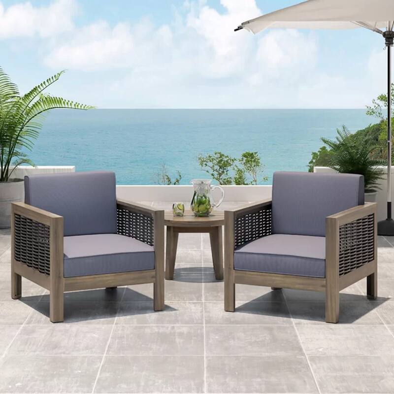 Set of 2, Outdoor Acacia Wood Club Chair