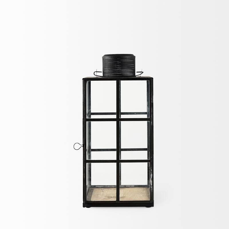 Gamfield Small Black Metal & Glass Candle Holder Lantern Bed Bath