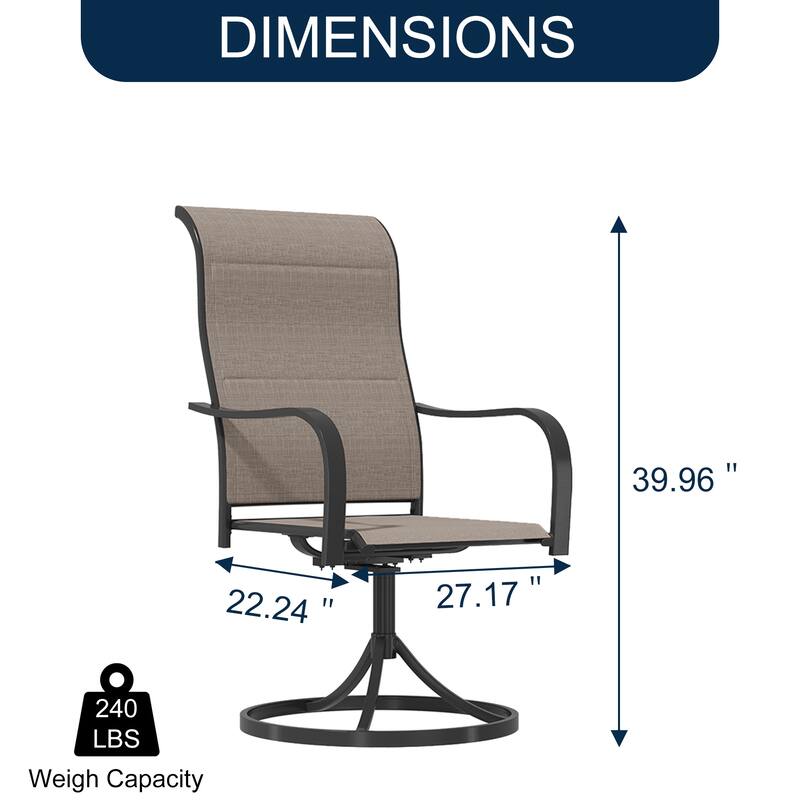 Clihome Outdoor 8 Piece Patio Textiliene Swivel Chair Dining Table Set