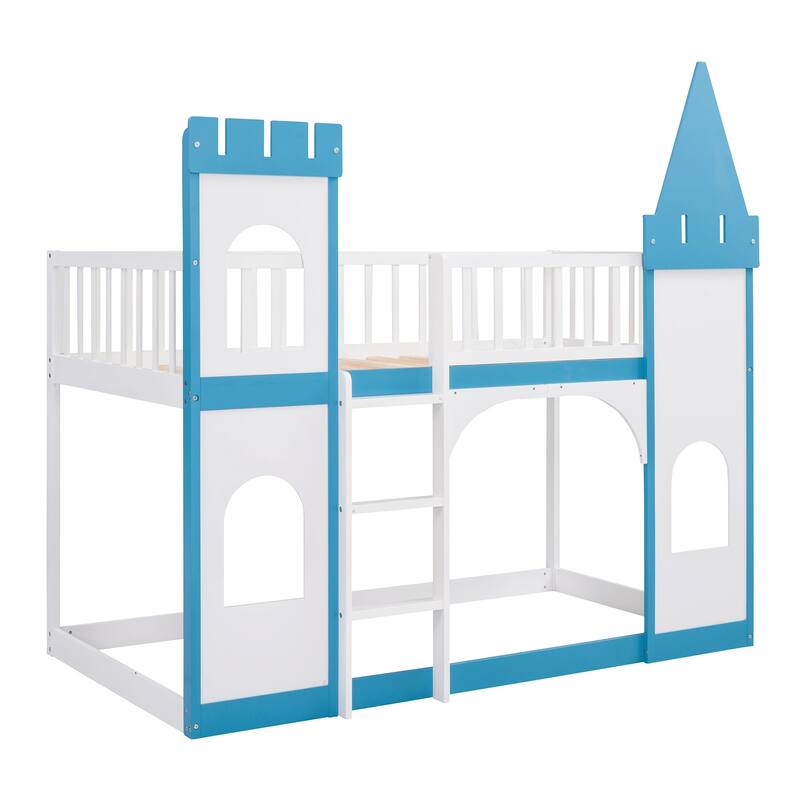 Twin Over Twin Castle Bunk Bed Creativity Kids Bed, Fairytale Castle