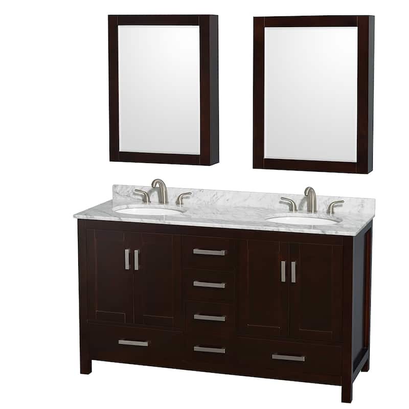 Wyndham Collection Sheffield Double Vanity Set, Medicine Cabinets