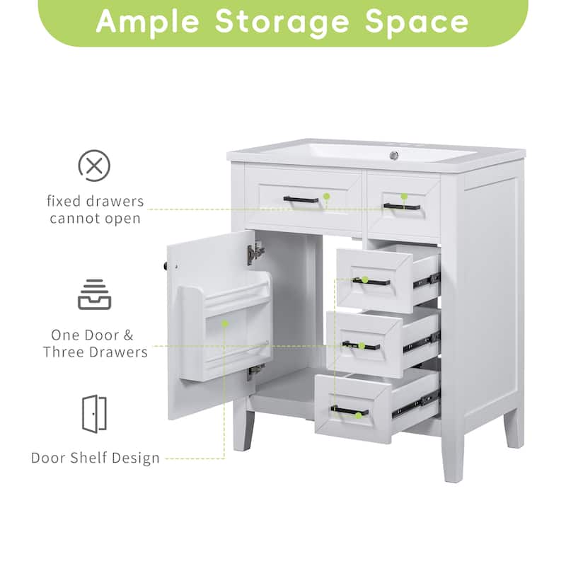 30 Inch Freestanding Bathroom Vanity Base without Sink, Bathroom Storage Cabinet with 3 Drawers