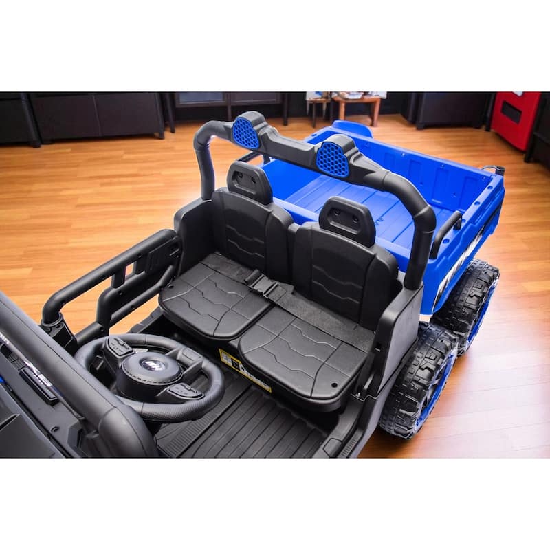 24V 2-Seater Kids Ride On Dump Truck with Remote, 4WD 6-Wheel UTV Car with Electric Dump Bed, LED Lights & Music