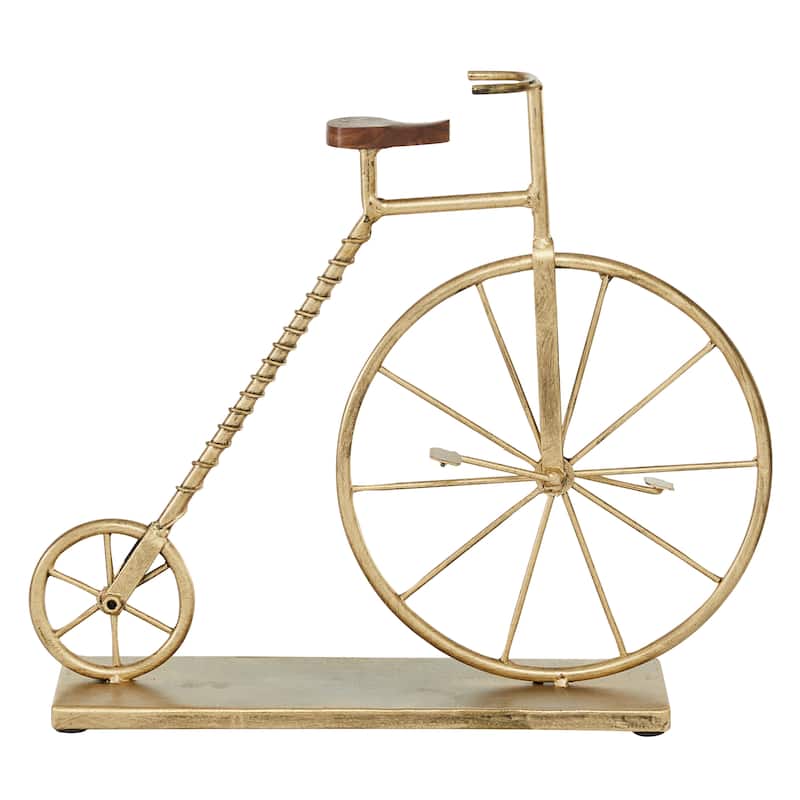 Gold Iron Traditional Sculpture Bicycle 15 x 17 x 4 - 17 x 4 x 15