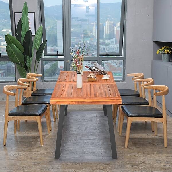 Shop Costway Acacia Wood Outdoor Dining Table Patio Rectangle
