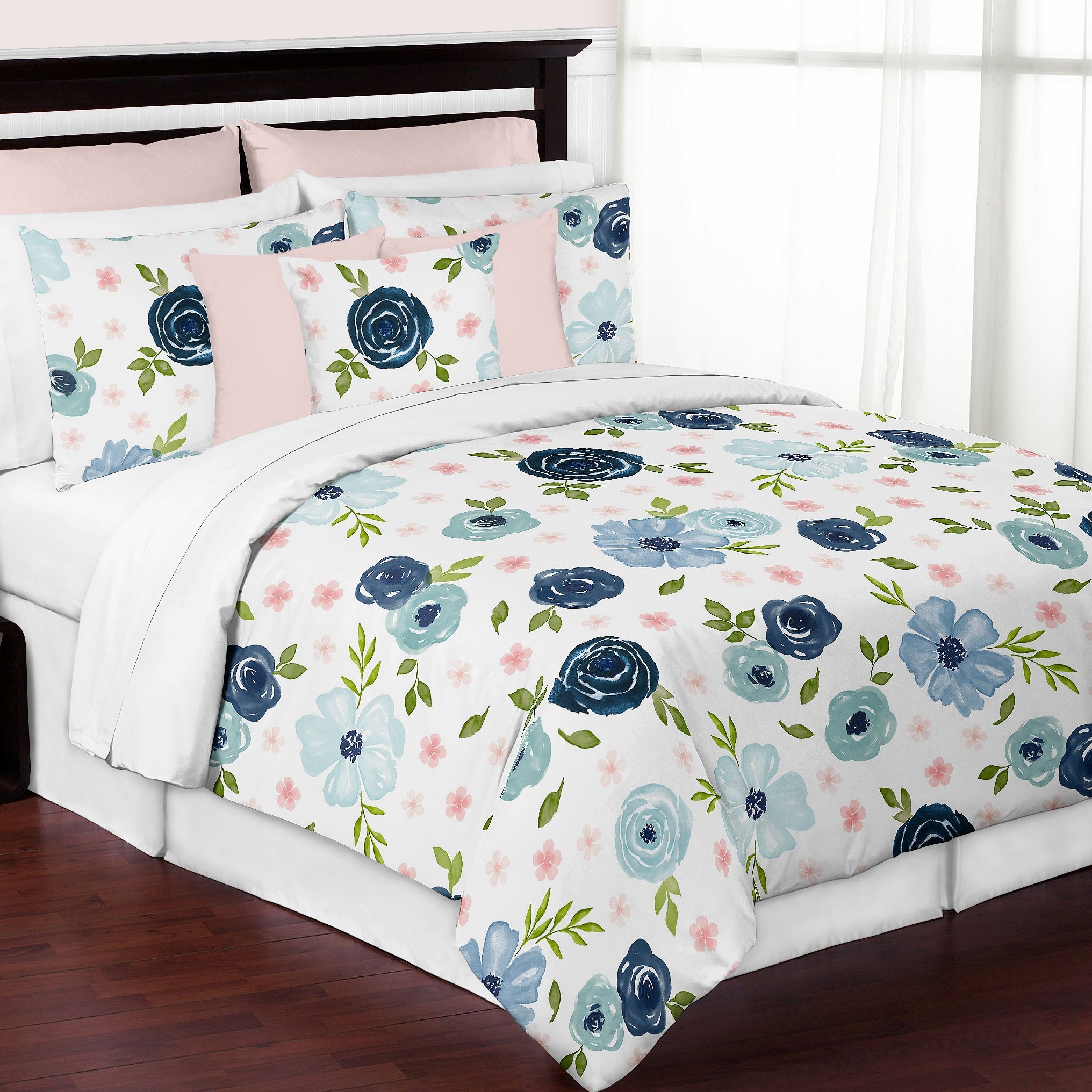 Navy blue and pink comforter set 2025