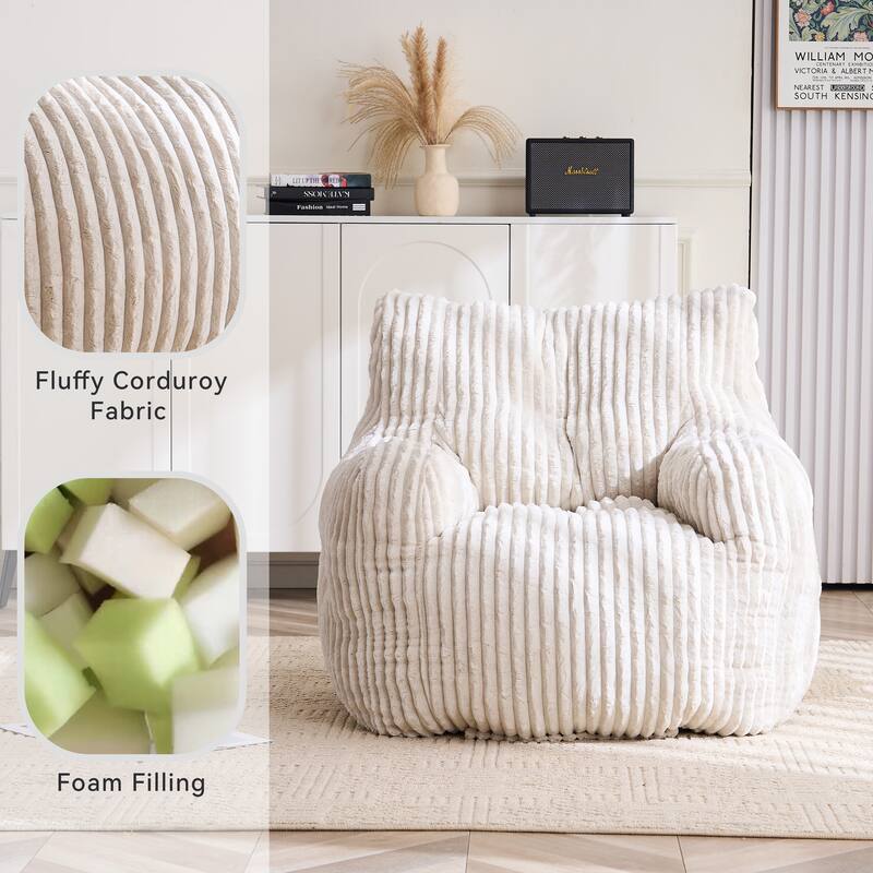 Soft Fluffy Corduroy Fabric Bean Bag Chair Filled With Memory Sponge