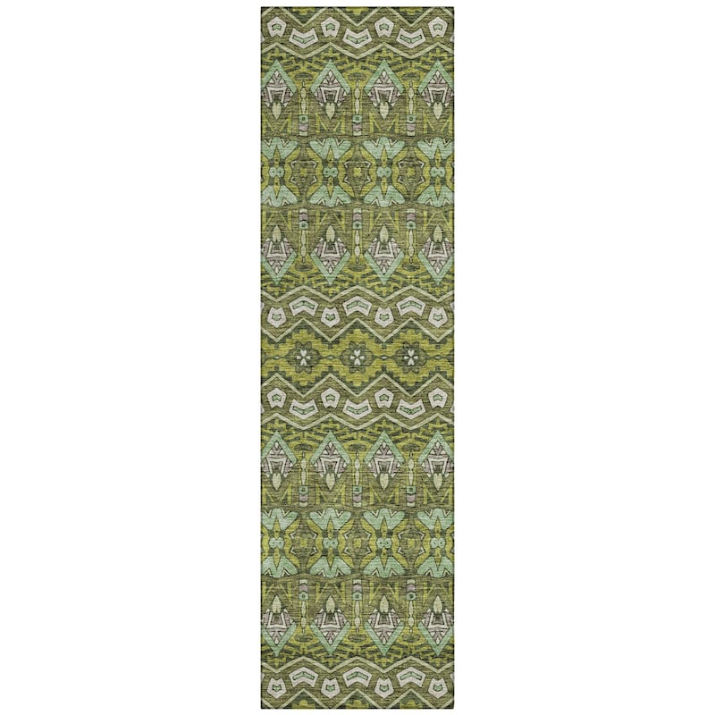 Machine Washable Indoor/ Outdoor Chantille Mosaic Global Rug