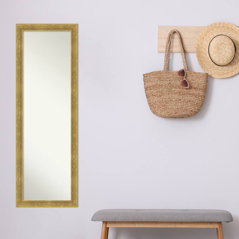Angled Non-Beveled Wood Framed Full-Length On the Door Mirror - Glass Size 14x48