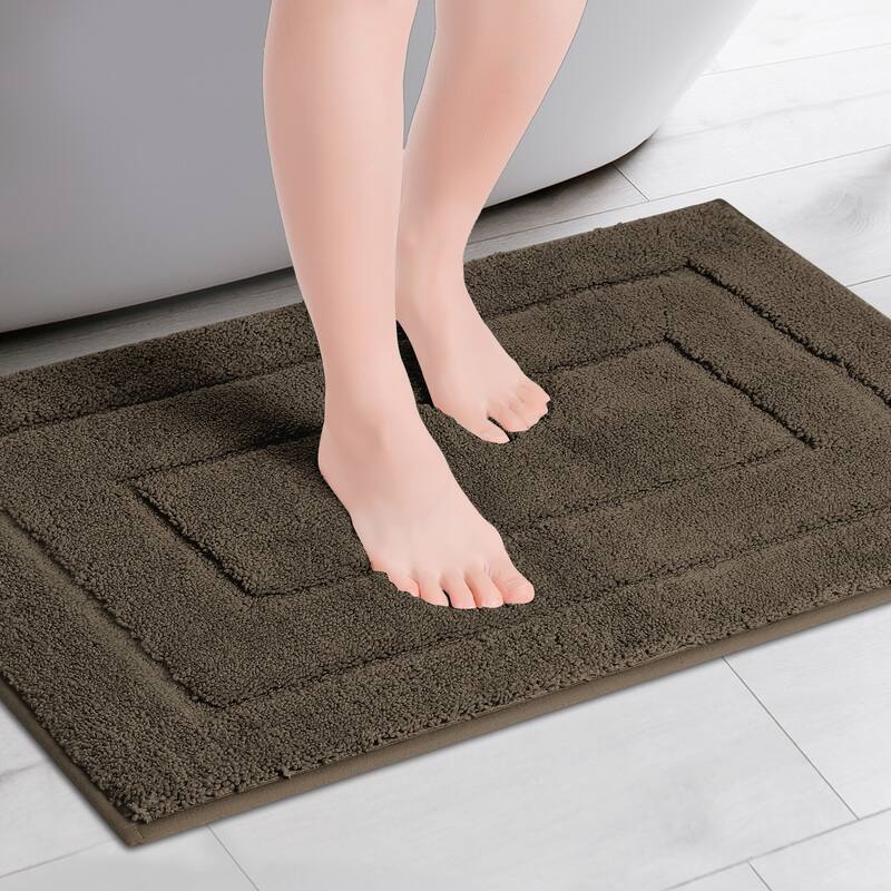Geometry Bathroom Rug Mat, Extra Soft Absorbent Bath Rug, Non-Slip Comfortable Solid Color Bath Mat