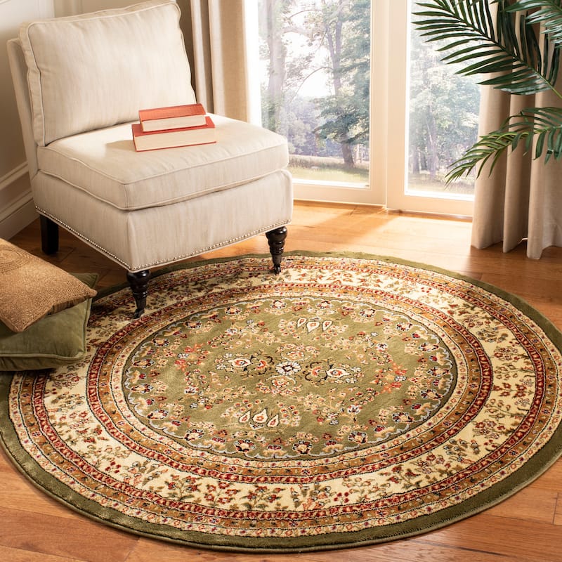 SAFAVIEH Lyndhurst Kuralay Traditional Oriental Rug - 5'3" Round - Sage/Ivory - Round